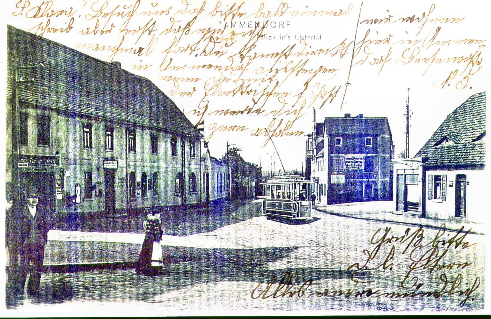 Blick ins Elstertal aus Ammendorf (li: Goldener Adler) (ca. 1899)