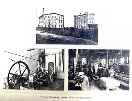 Fa. Friedrich Drucklauf - Stärke-, Puder- und Kleberfabrik - Außen- und Innenansichten (ca. 1905)
